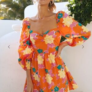 Floral Orange and Pink Dress